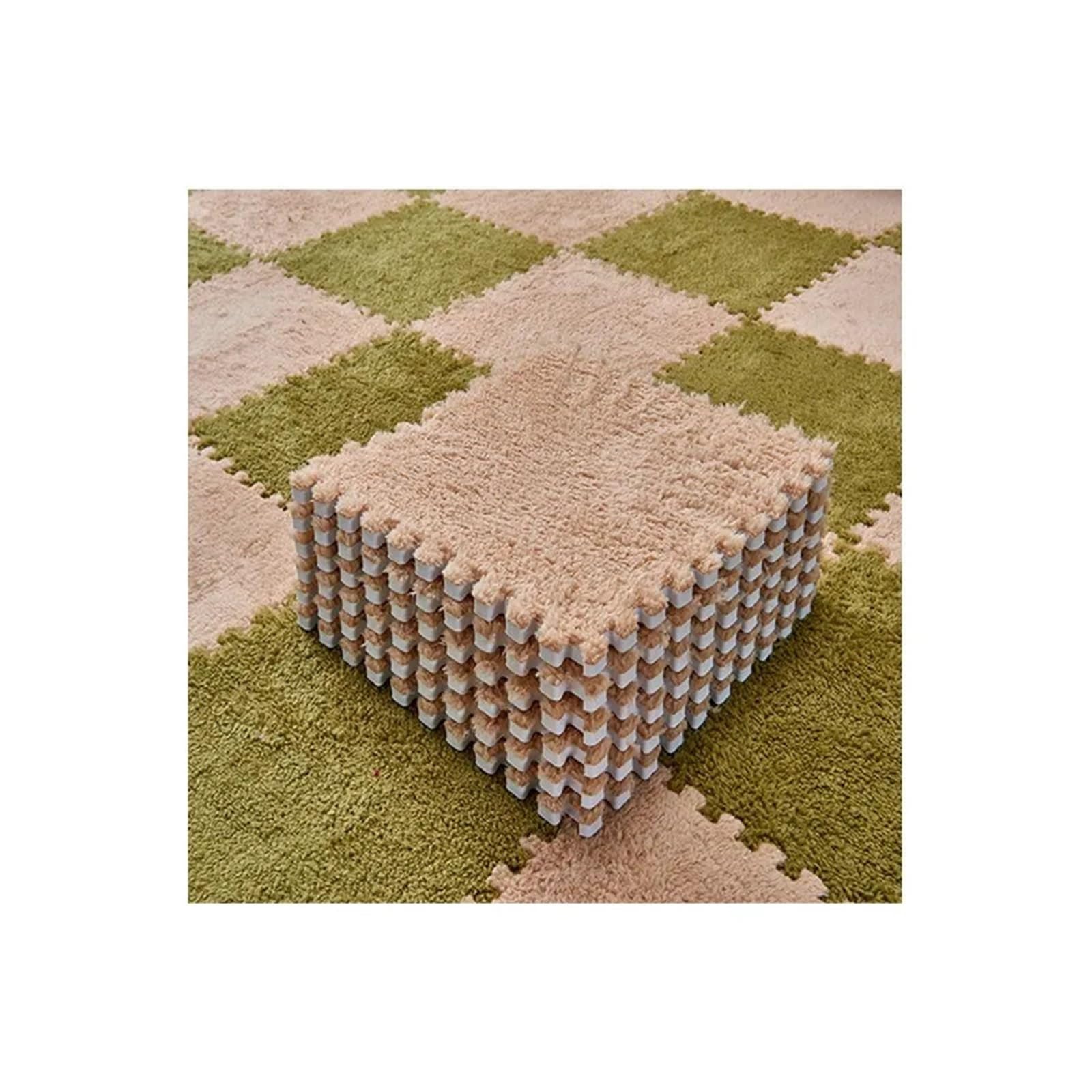 Pluszowa mata puzzlowa, 8 sztuk wielokolorowa pluszowa mata do puzzli z pianki EVA 30x30cm blokujące kwadratowe płytki(Red)