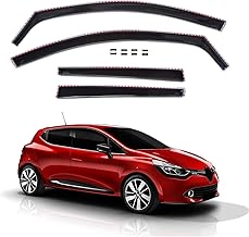 J&J AUTOMOTIVE GP Anti-Turbo Wind Deflectors Fit Clio 4 IV Grandtour Beak 2012-2019 Black Wind and Rain 4 Piece Set