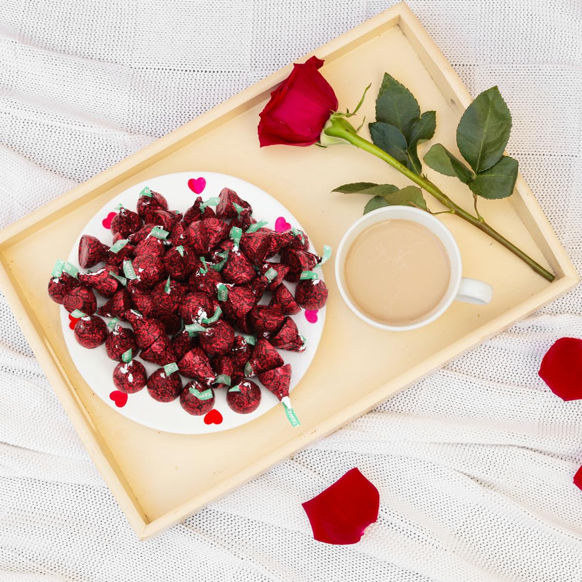 Meltaway Kisses, 4lb Pack of Chocolate Roses Individually Wrapped Bulk, Ideal Valentine HersheyKisses for Valentine's Day Surprises, Perfect Valentines Chocolates for Romantic Gifts