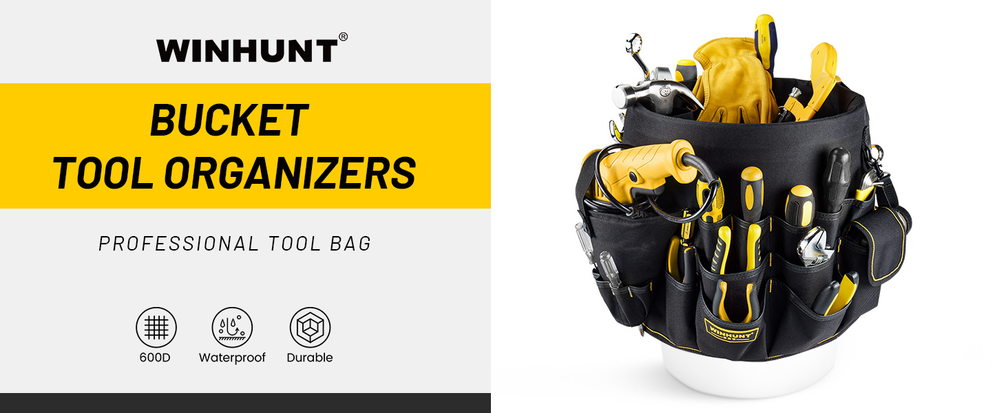WINHUNT Borsa Per Attrezzi A Bocca Larga Aperta, Organizer Per Attrezzi Multi-tasche, Blu 600 Denari, Borsa Per Attrezzi Fai Da Te, Blu, 50,8 Cm
