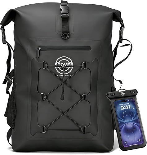 Miniatura 28 de STOVER 5/10/25/30/40/55L Waterproof Dry Bag- Roll-Top Backpack w/Phone Case- Kayaking, Hiking, Camping, Boating- Men/Women 30L Verde (con funda para