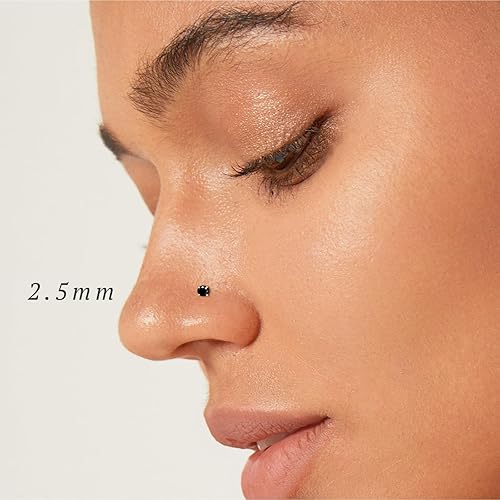 Miniatura 2 de Aretes de nariz chapados en oro de 14 quilates en forma de L para mujeres y hombres, 0.71 onzas, pequeño en forma de L, calibre 20, piercing