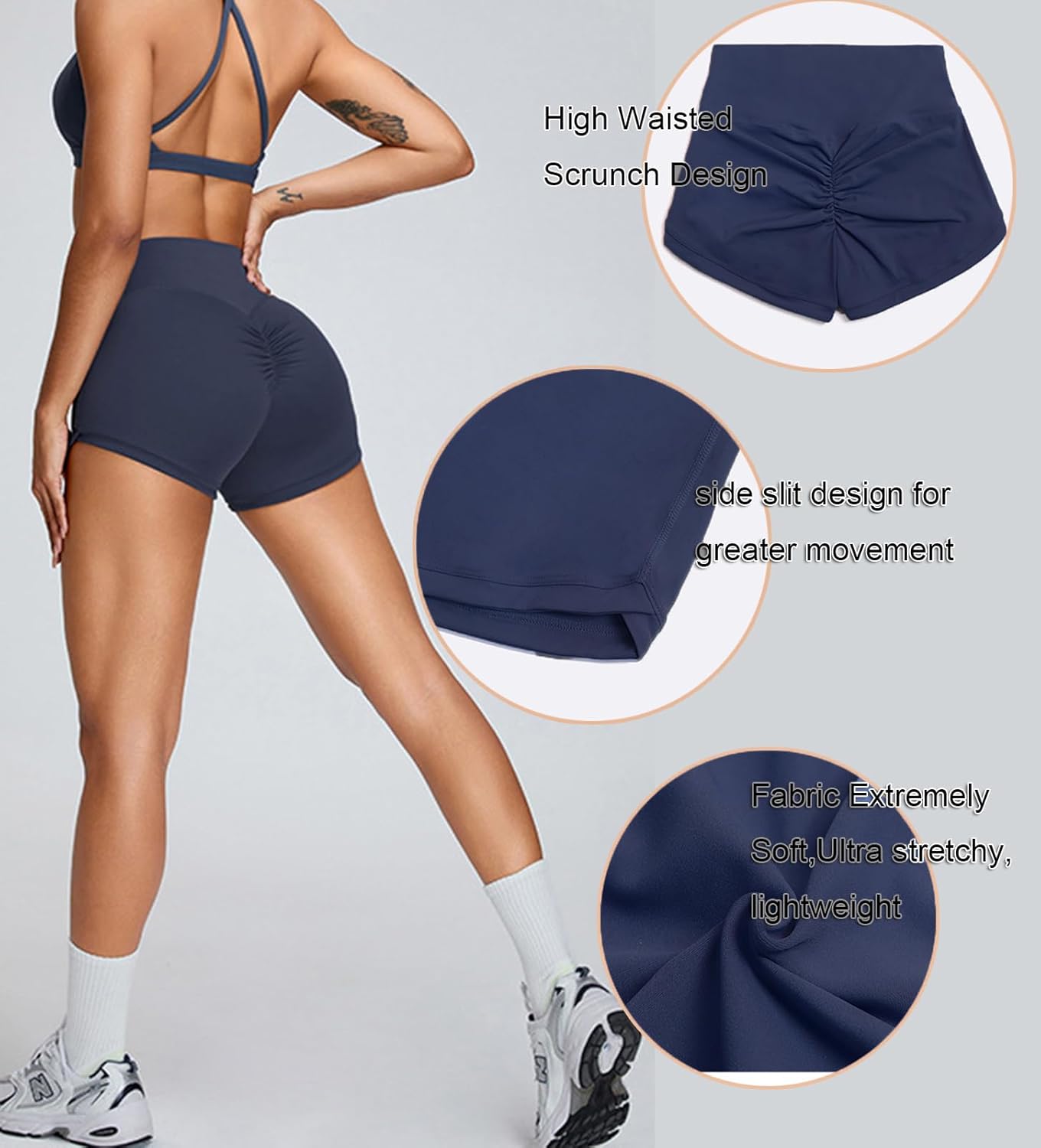 Women's Biker Shorts No Front Seam High Waist Workout Gym Yoga Running Shorts - Image 4