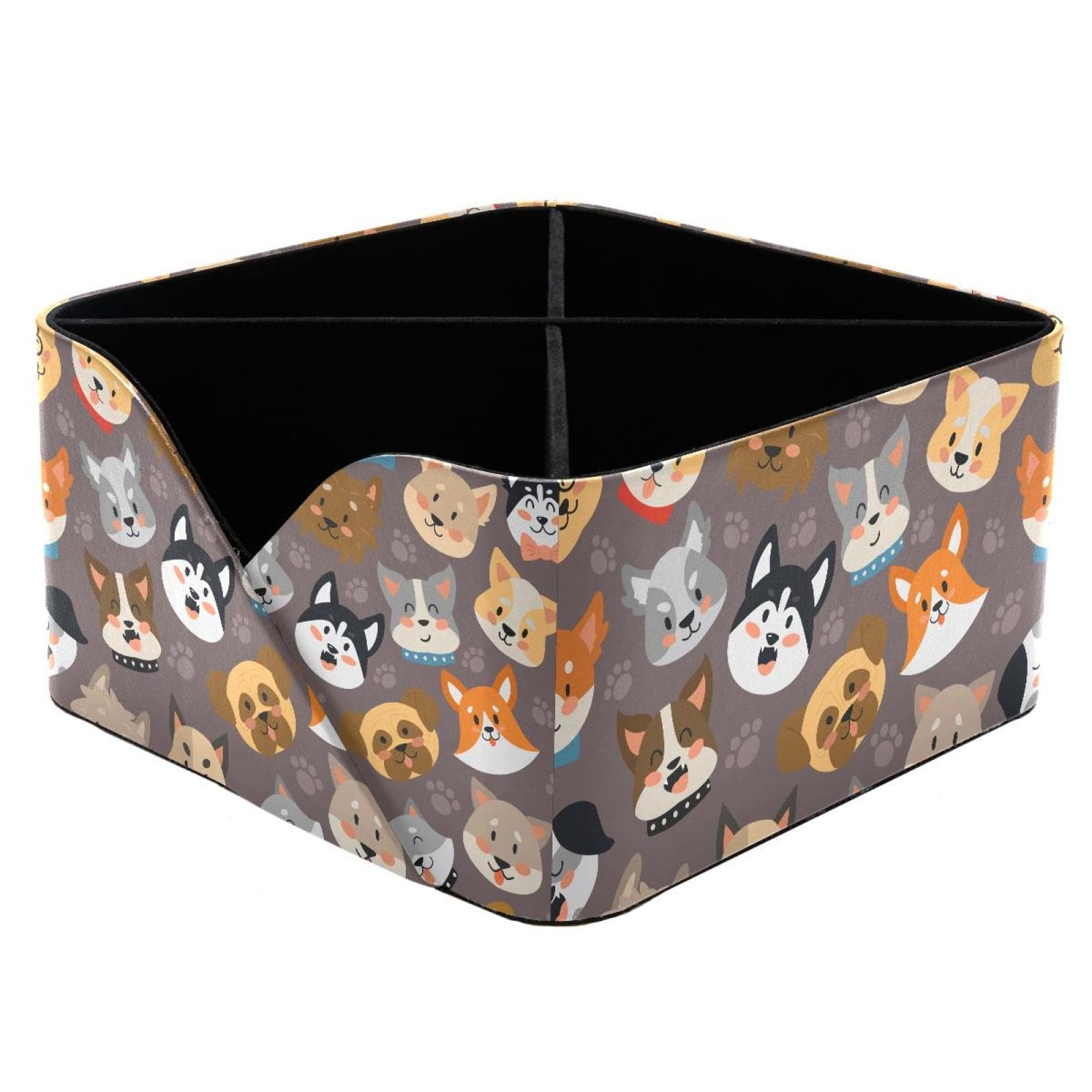 KengjuTesu Dogs Heads Cute Cartoon Puppy Pattern Desktop Organizer Pen Holder, Rectangular Pencil Cup for Office, Study and Makeup Stations