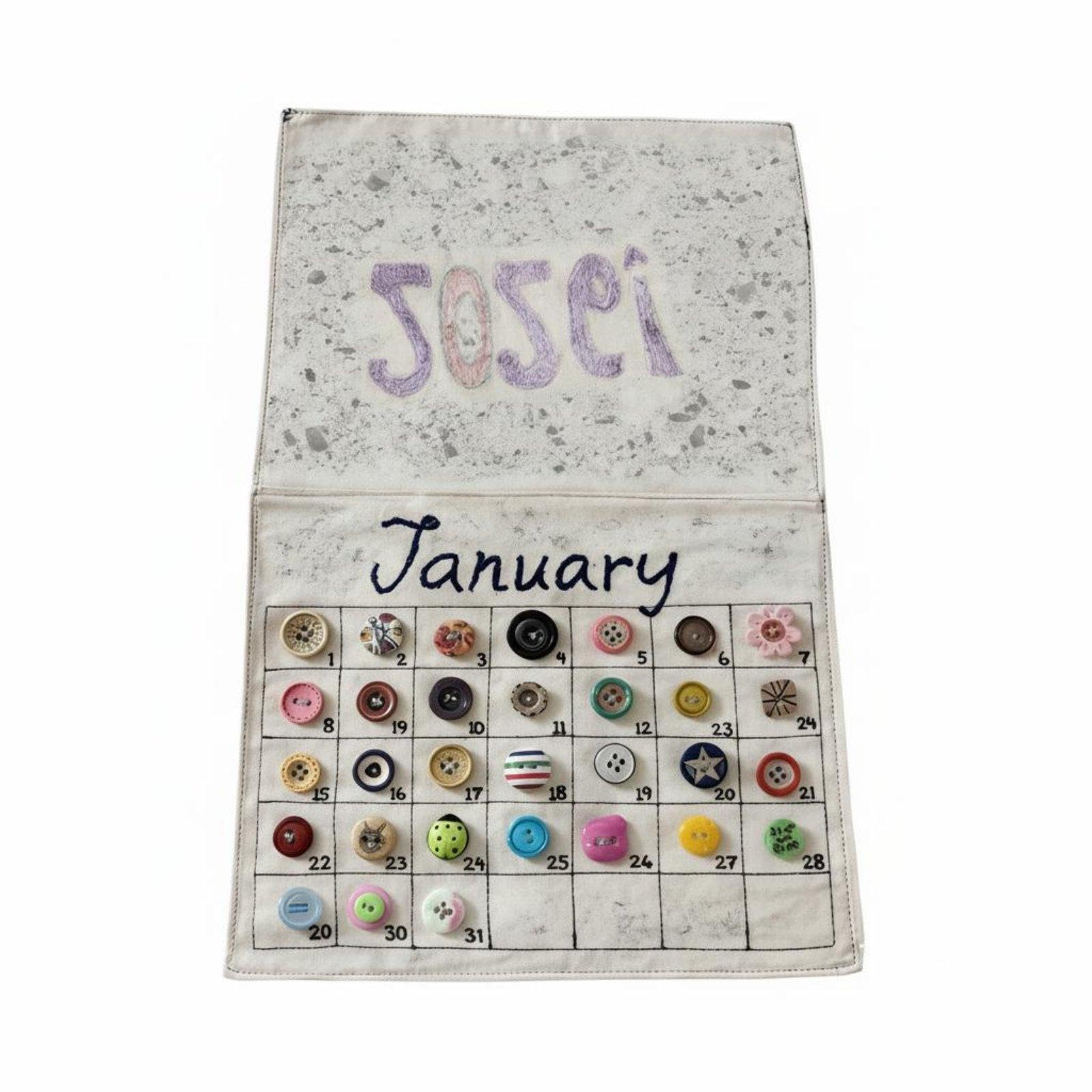 Button Calendar Colorful Buttons Handmade Textile Calendar Decorative Embroidered Wall Hanging for Kids, Office, Classroom-image-41