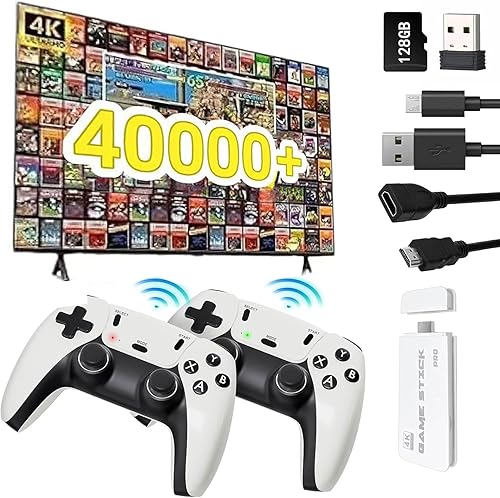 Miniatura 1 de Retro Game Console Stick Pro, Built-in 23 Emulators 40000+ Classic Video Games with 4K HDMI and Dual 2.4G Wireless Controllers (128GB) Plug