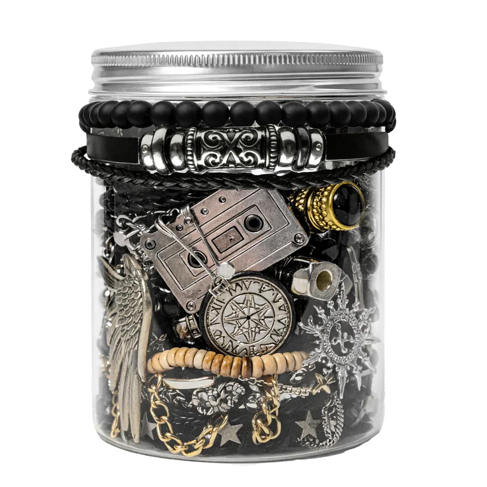 SMUOBT Mystery Jewelry Jar Bundle - Surprise Vintage Jewelry Box for Women,Gift Jewelry Set (Necklace, Earrings, Rings,Kracelet,Keychain) - Unique Birthday Gift for Women