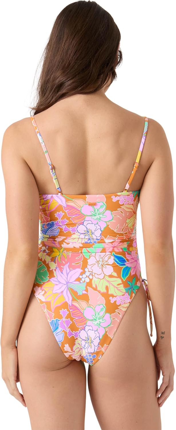 Roxy Women's One-Piece Swimsuit – Side Tie Tummy Control Bandeau Bathing Suit, Quick-Dry Fabric