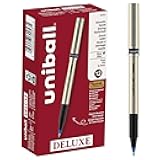 Uni-ball Deluxe Rollerball Pen, 12 Blue 0.7mm, Smooth Writing, Waterproof Ink, Fine Point, Office Supplies