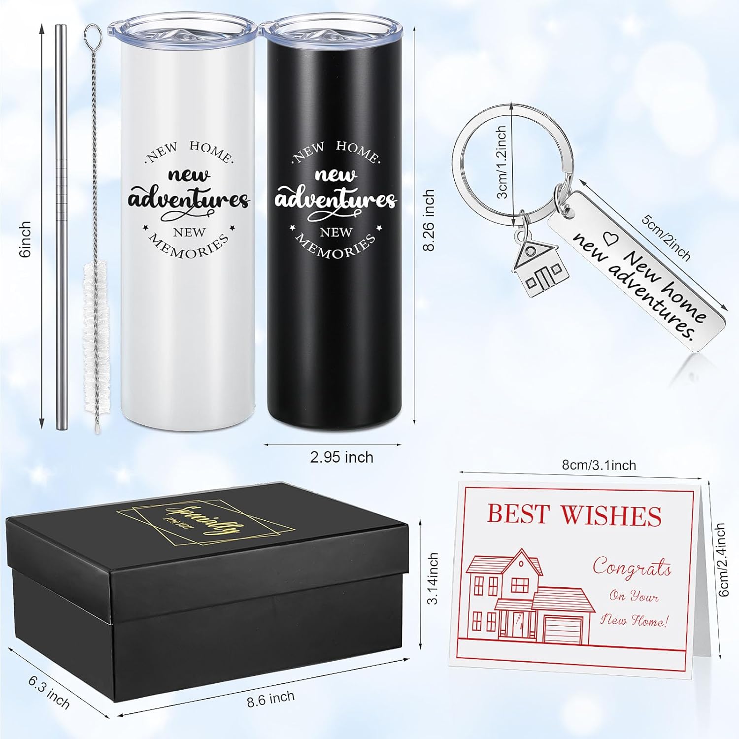 Sieral House Warming Gift for New Home House Warming Wine Tumbler for Women Men New Adventure for Friend Owner Couples Homeowners Clients Real Estate Agent Wedding Gifts(20 oz,Fresh Style)