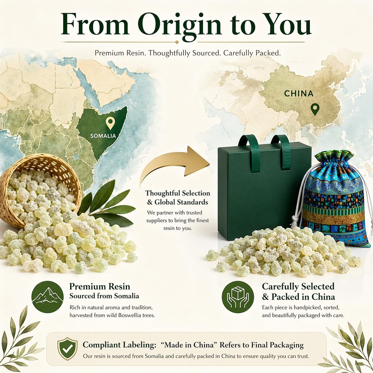Luxury Omani Green Frankincense Resin Gift Set, High-Grade Incense Tears, Fresh Citrusy Aroma for Spiritual Rituals, Meditation, Relaxation & Home Fragrance (28g / 56g) (28)