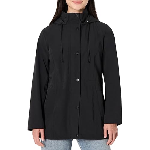 Amazon Essentials Women's Relaxed-Fit Lightweight Waterproof Long Hooded Rain Jacket