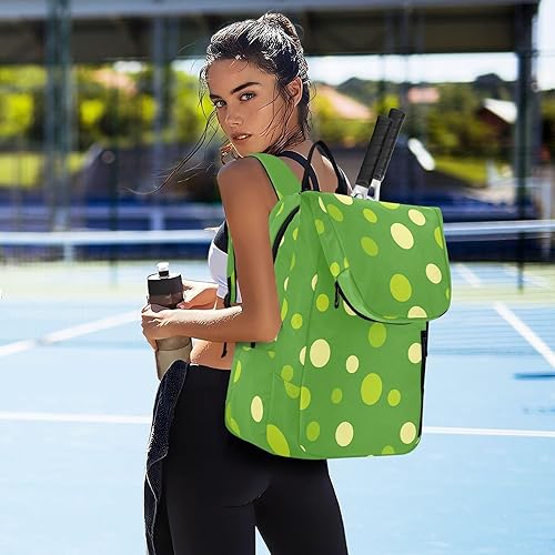 Miniatura 7 de Bolsa de raqueta de bádminton de tenis, ligera, moderna, redondas, lunares, verde, 2 raquetas, cubierta de raqueta de tenis, bolsa de gimnasio para