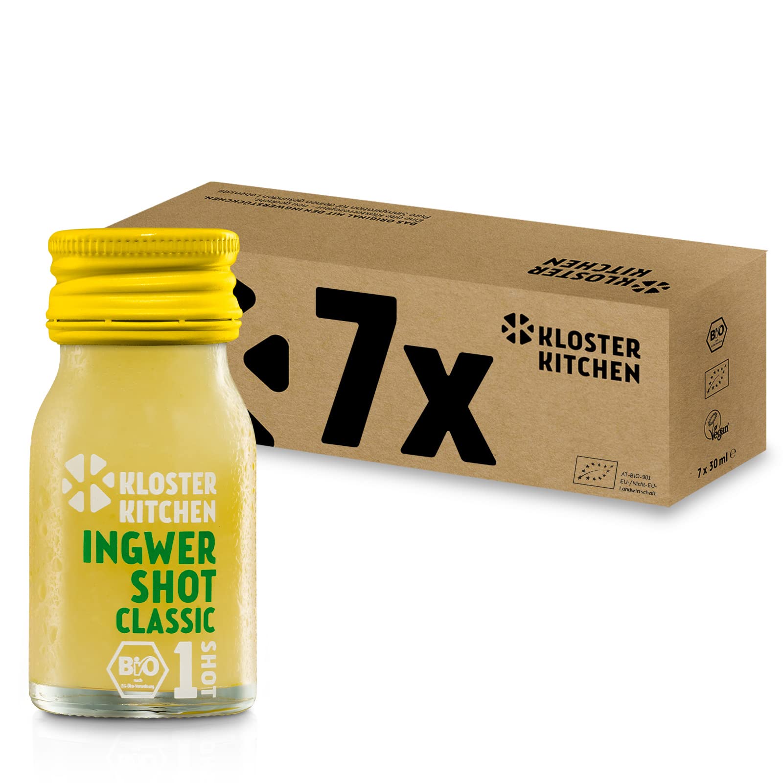 Kloster Kitchen Bio Ginger Shot Classic 7 x 30 ml trozos reales de jengibre vegano