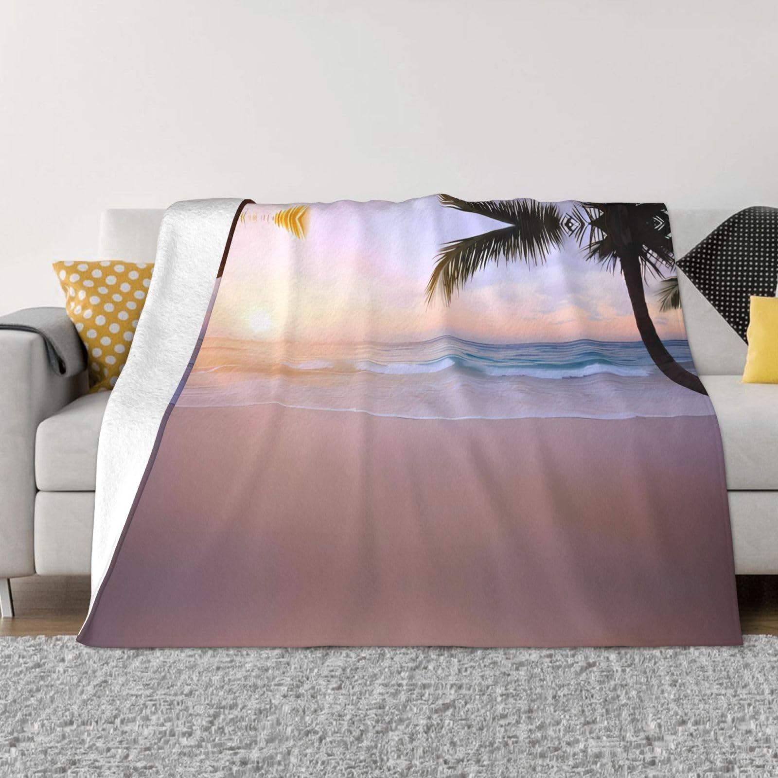 Couverture polaire PHAYAH contre le froid plaid doux et chaud motif tropical grand