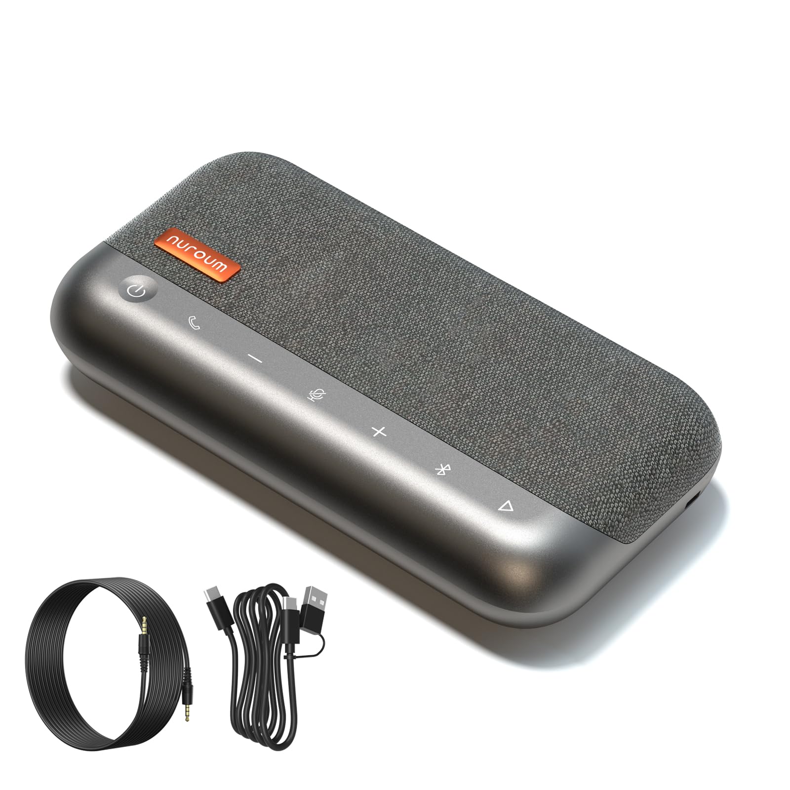 NUROUM A45 Conference Speaker and Microphone, 6 AI Noise Cancelling Mics, 360° 16ft Voice Pickup, Daisy Chain, Bluetooth/USB Speakerphone for Computer, Compatible with Zoom/Teams/Google Meet