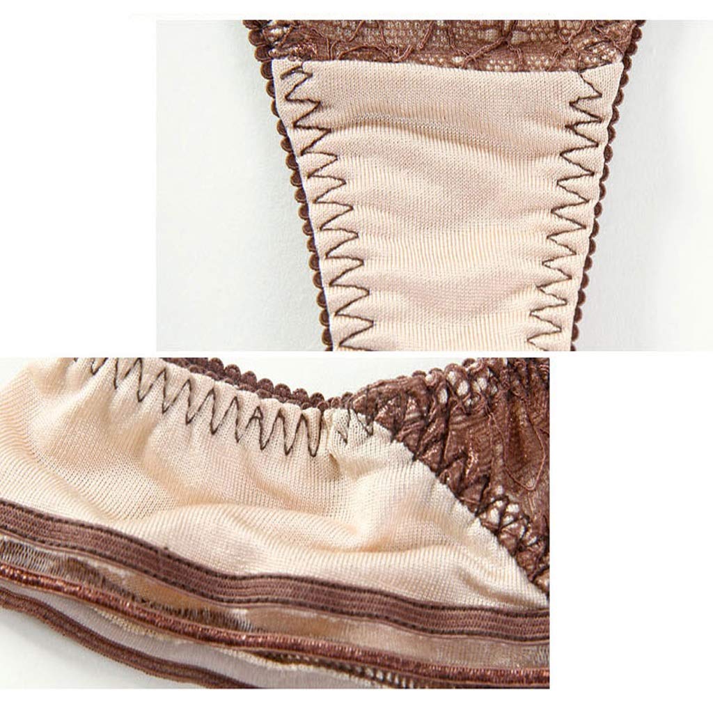 Tanga De Seda Sexy, Ropa Interior Sexy De Cintura Baja De Encaje Femenino Caja De Regalo Negro, Marrón, Rojo (Color : Brown, Size : L)