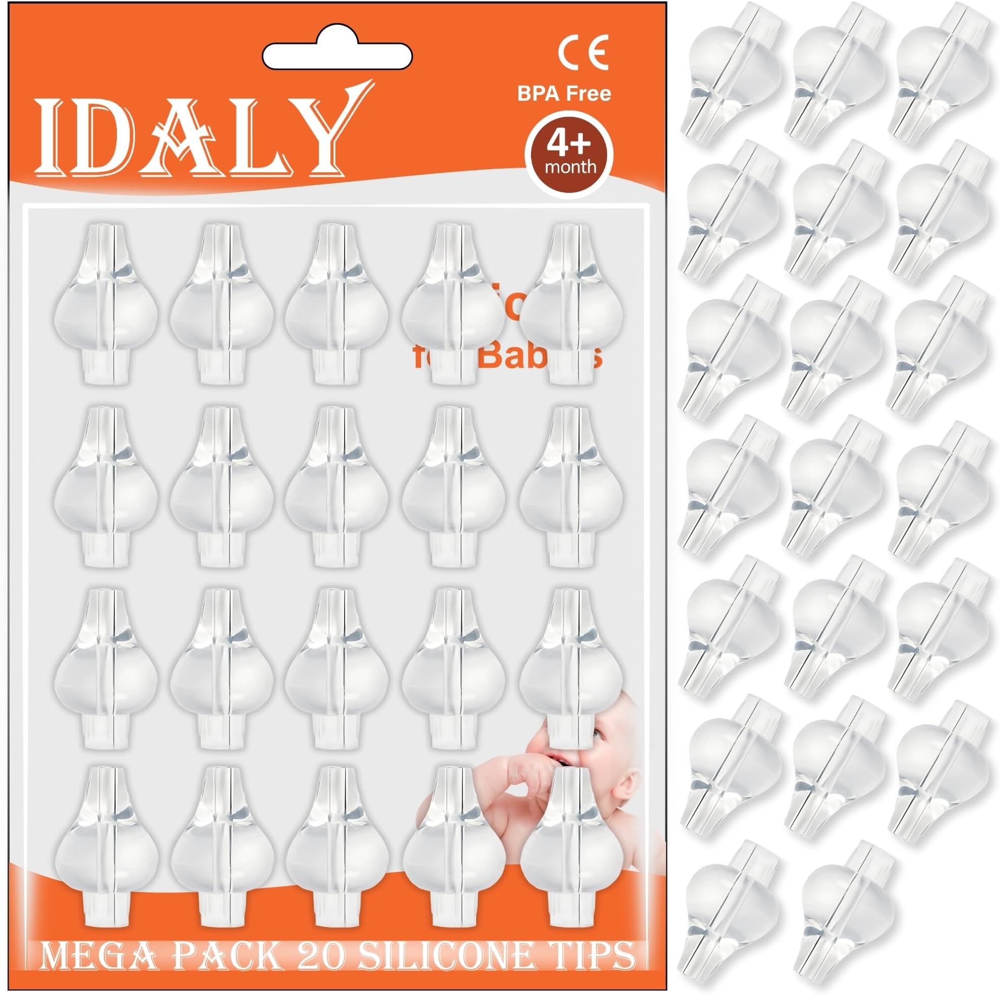 MEGA Pack 20 Silicone Tips for Nasal Syringe Nasal Syringe Tip for Baby - 20 Spare Nasal Syringe Tip.