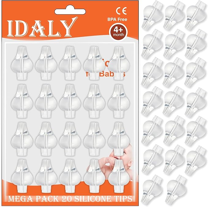 MEGA PACK 20 Adaptador Jeringa Lavado Nasal Bebe - Puntas Silicona jeringuilla lavado nasal bebe- Boquilla De Repuesto Para Silicona Jeringa - Los Tipos De Jeringas Nasales Estándar.