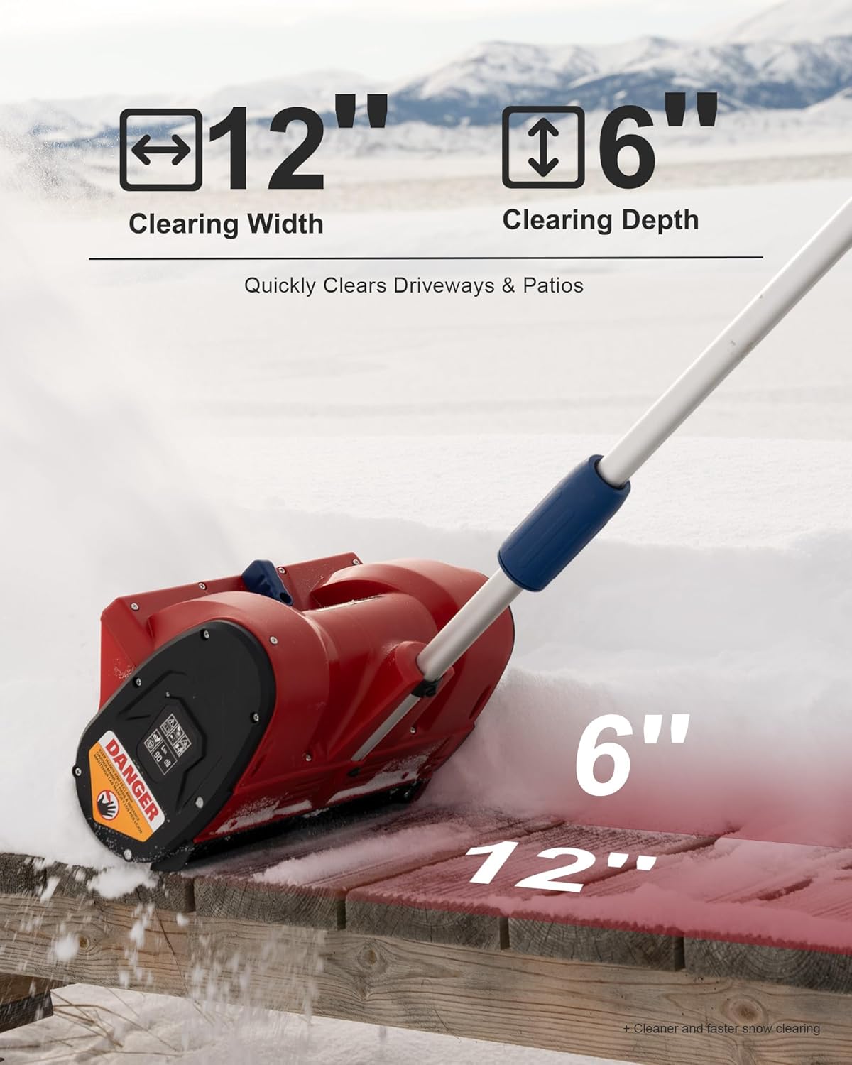 Snow Shovel Clearing 12 inches wide and 6 inches deep