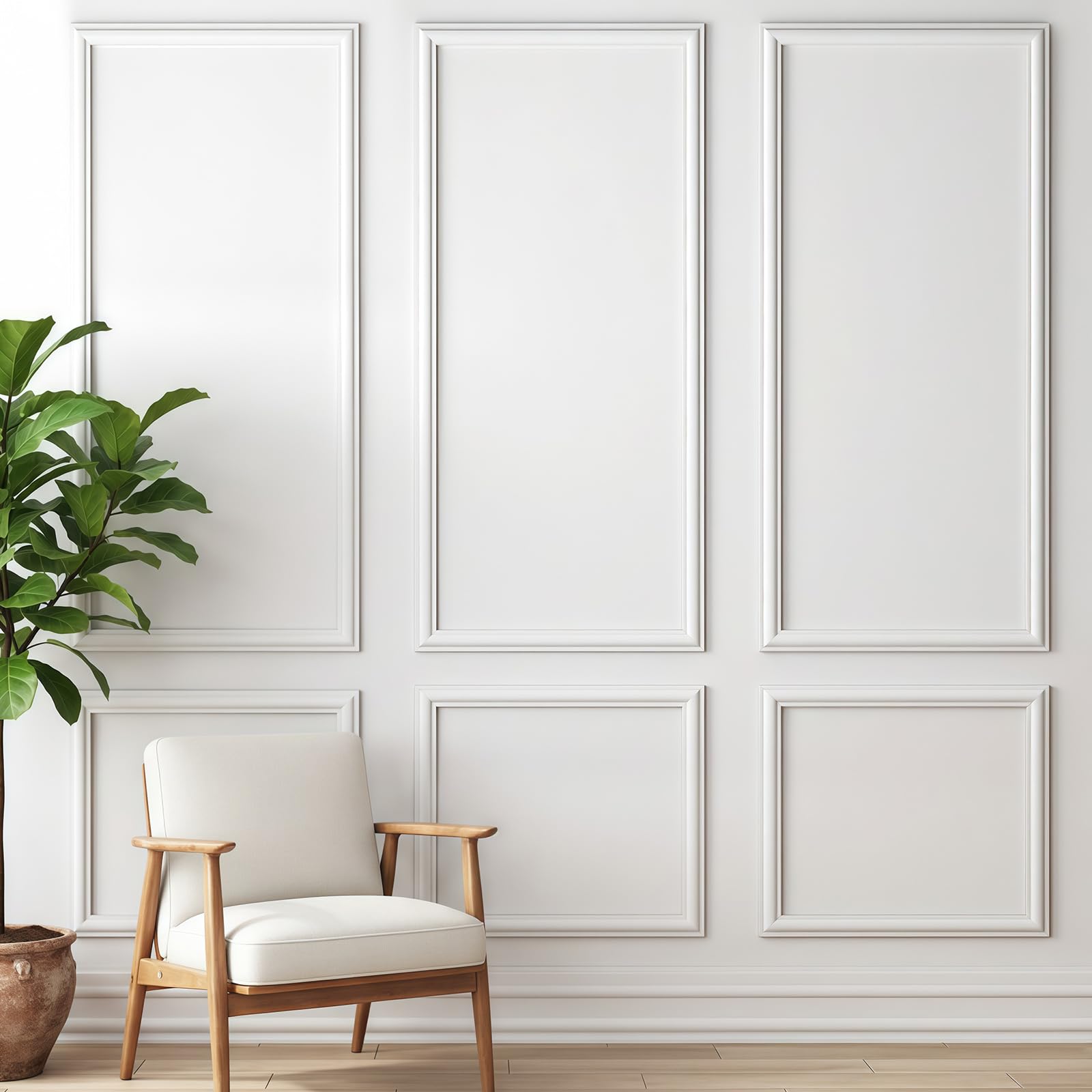 6-Frame Premade Peel and Stick Wall Molding Kit,Pre-Cut W-All MOL-ding Set,Living Room Bedroom Accent Wall Molding Kit,Self Adhesive Installation(54 * 24IN,24 * 24IN)