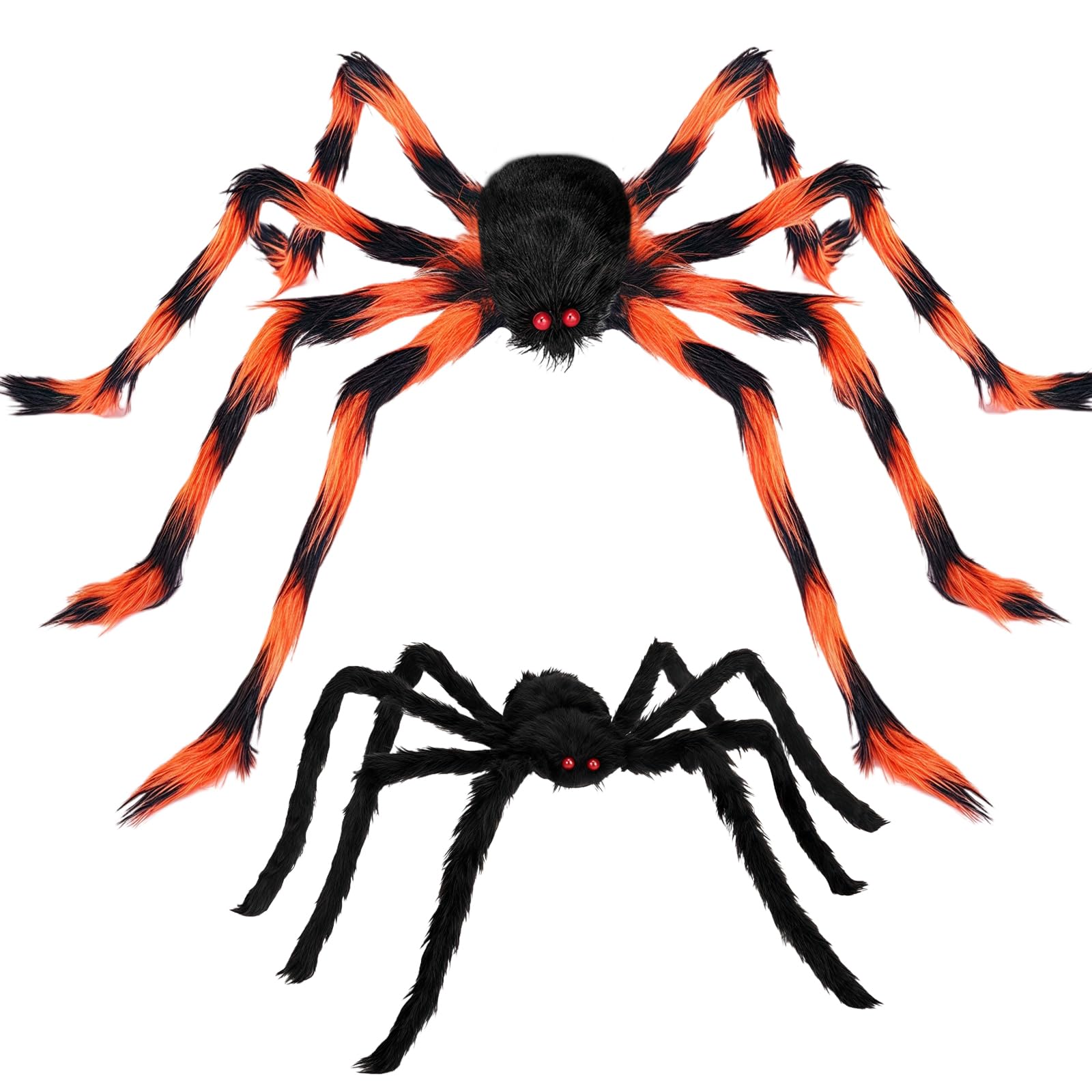 RONGZUBAT Halloween Decorations Spider - 50" Giant and 30" Scary Haunted House Spiders for Party/Yard