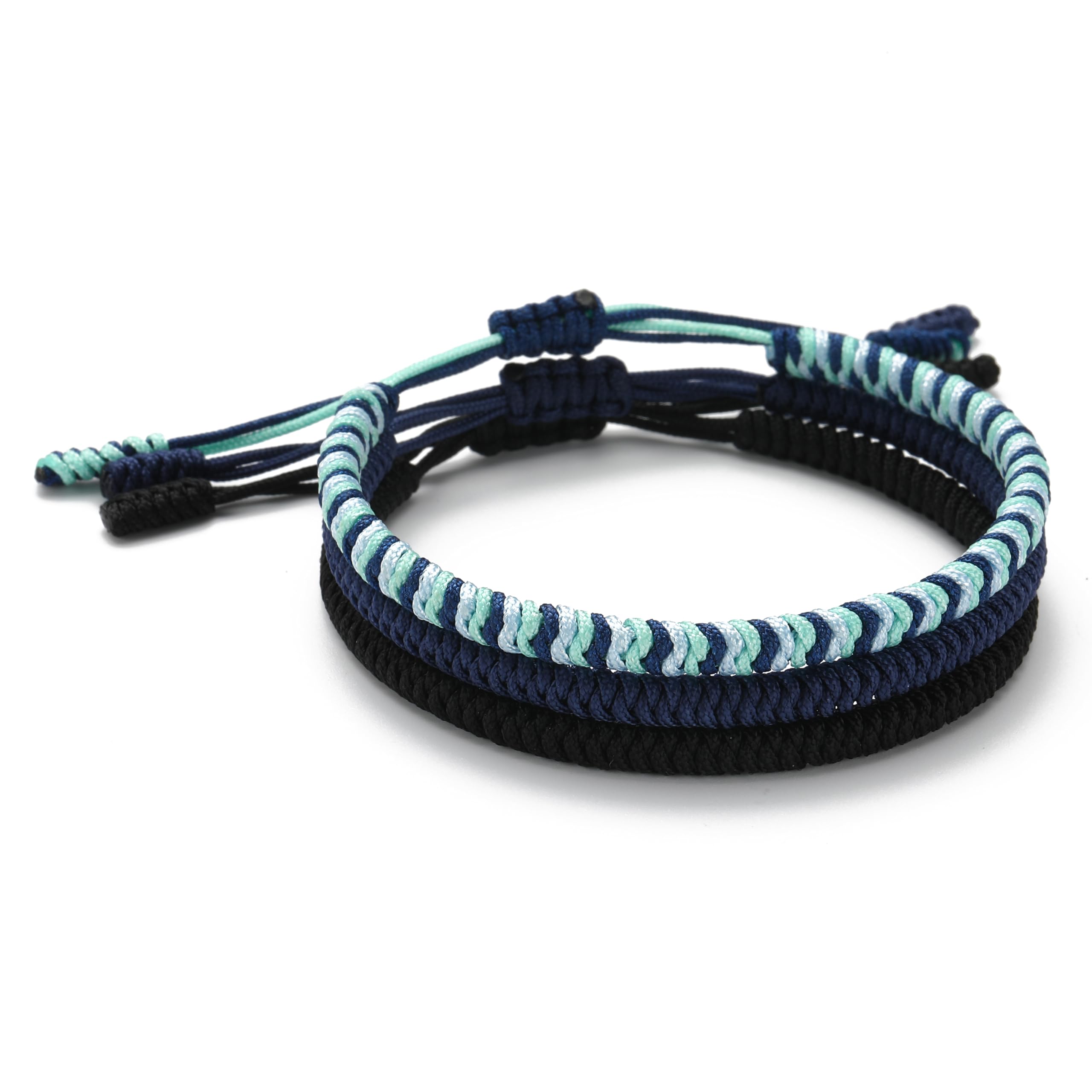 LUCKY BUDDHIST - Set of 3 tibétain Bracelet porte-bonheur pour adolescents, hommes et femmes – Bracelets d'amitié tressés – Fait à la main avec amour – Style Tibet – Bracelet Nylon réglable