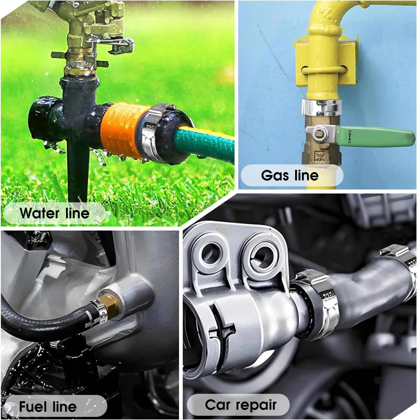 5mm-7mm Double Ear Hose Clamps, Galvanized Steel Rust Proof PEX Clamps for Automotive Plumbing Marine(30 Pcs)