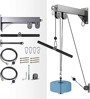 Wall Mounted LAT Pulldown Machines with LAT Pulldown Bar Tricep Rope Resistance Band Handles Loading Pin, Fitness Cable Pulley System for Bicep Curl Back Shoulder, Home Gym DIYÂ Equipment (S01)