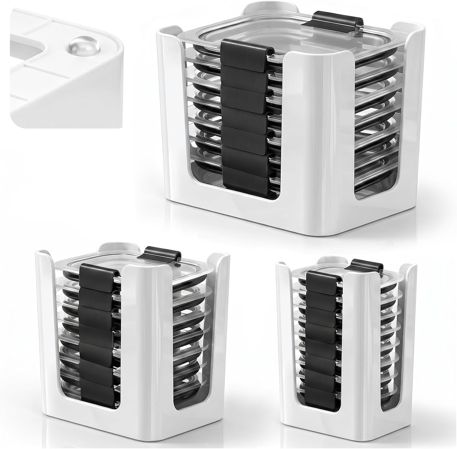 3 PCS Lid Organizer for Rubbermaid Brilliance Snap-On Lids White