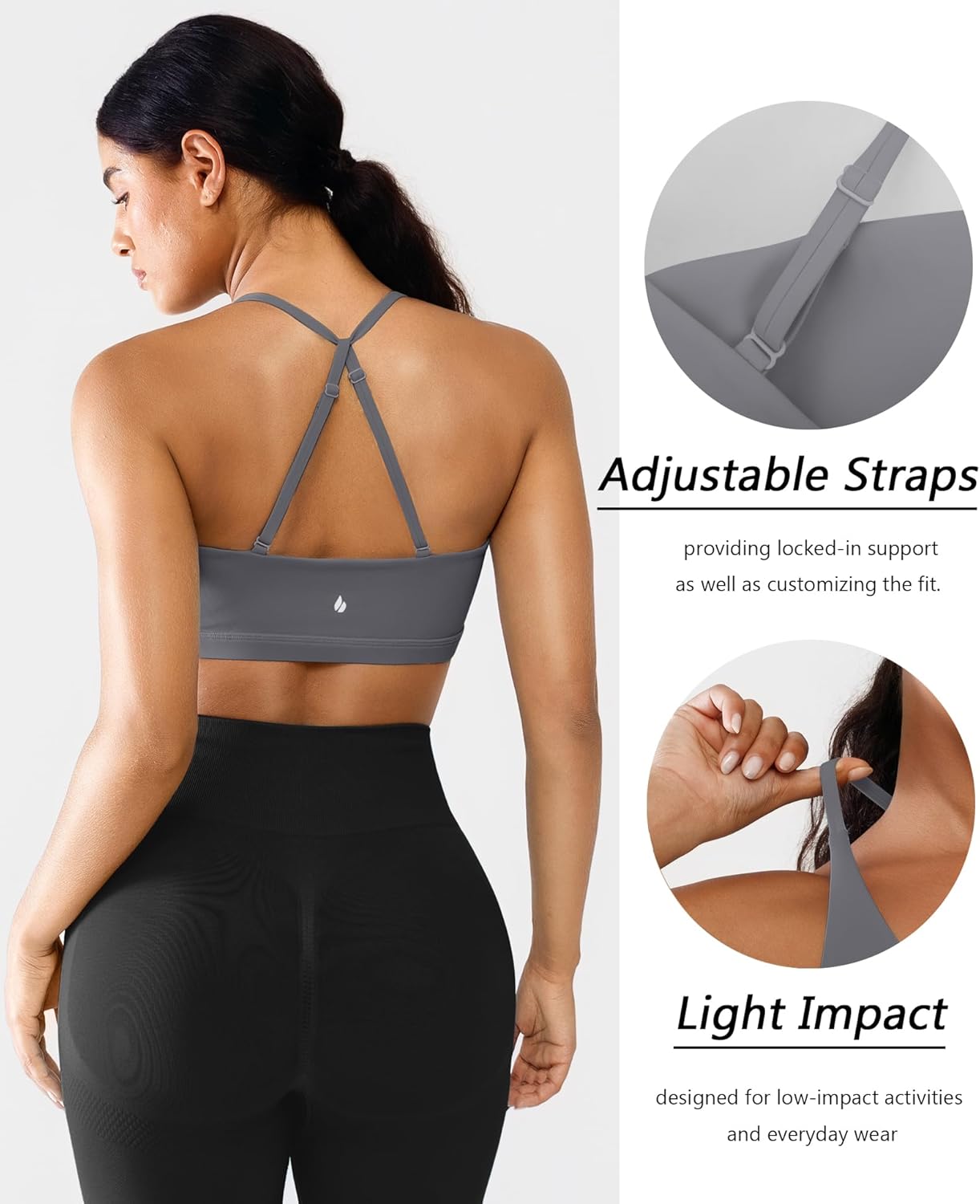 BRXL Sport Bras for Women Low Impact Adjustable Sports Bras Twist Front Workout Bra with Removable Pads