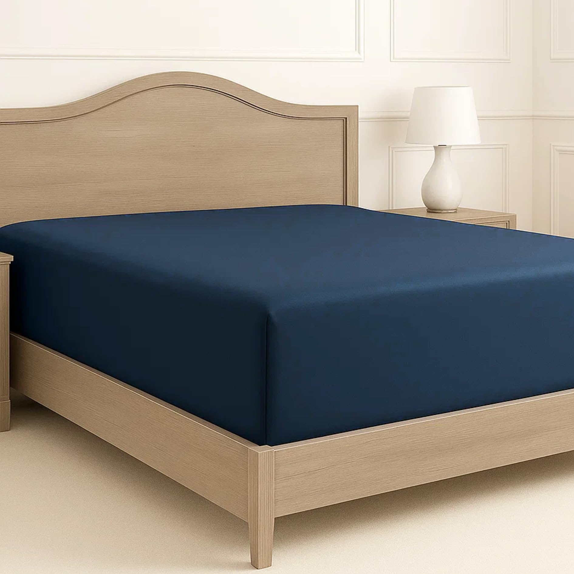 Lane Linen 1000TC Emperor Fitted Sheet – Deep 38 cm Pocket, Soft 100% Egyptian Cotton, Wrinkle-Resistant & Breathable Bed Sheet for Larger Beds - Dark Denim — image 1