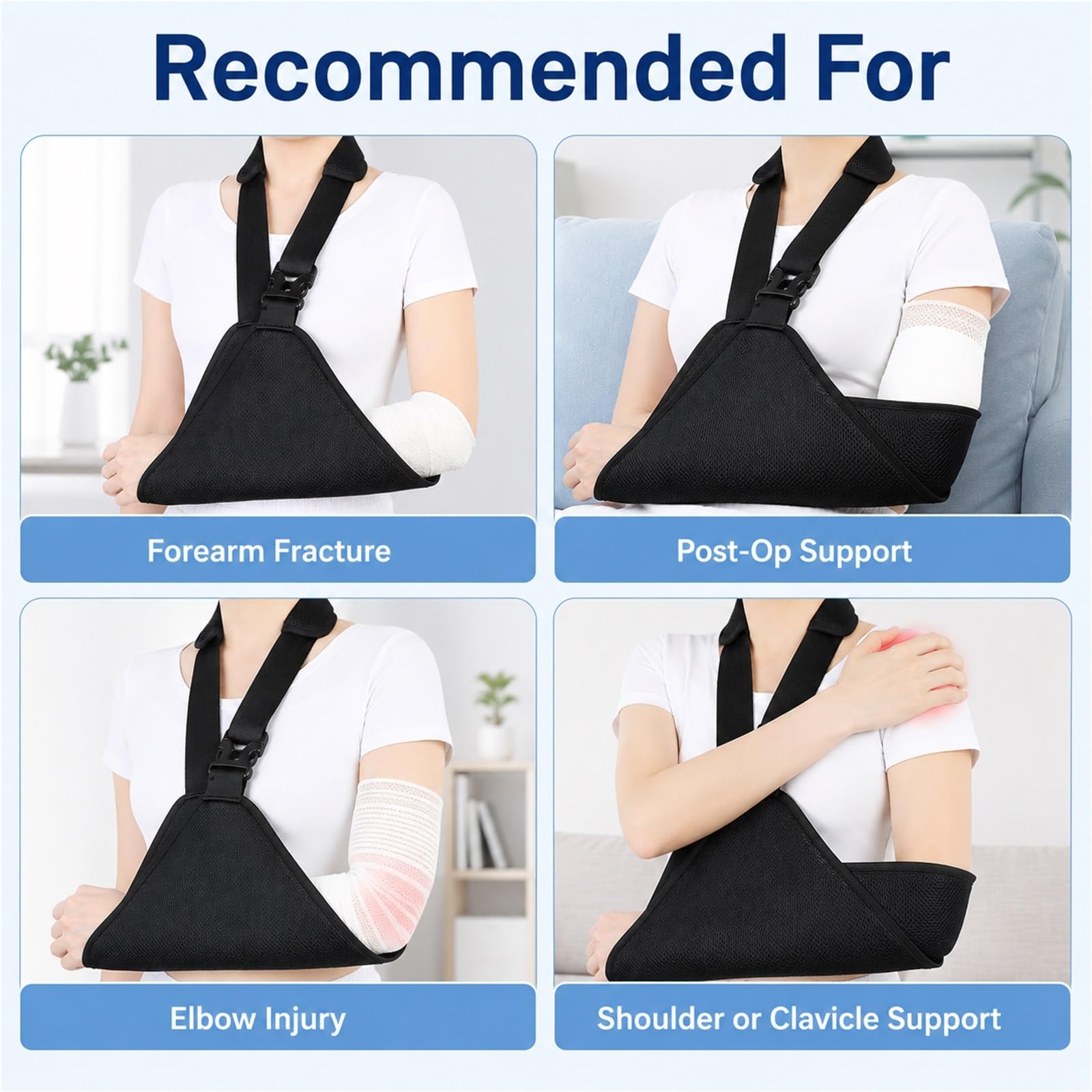 Cabestrillo para Brazo Inmovilizador de Hombro Ajustable Correa Superior Soporte Transpirable para Hombres y Mujeres con Lesiones en Hombro Muñeca y Codo Alivio