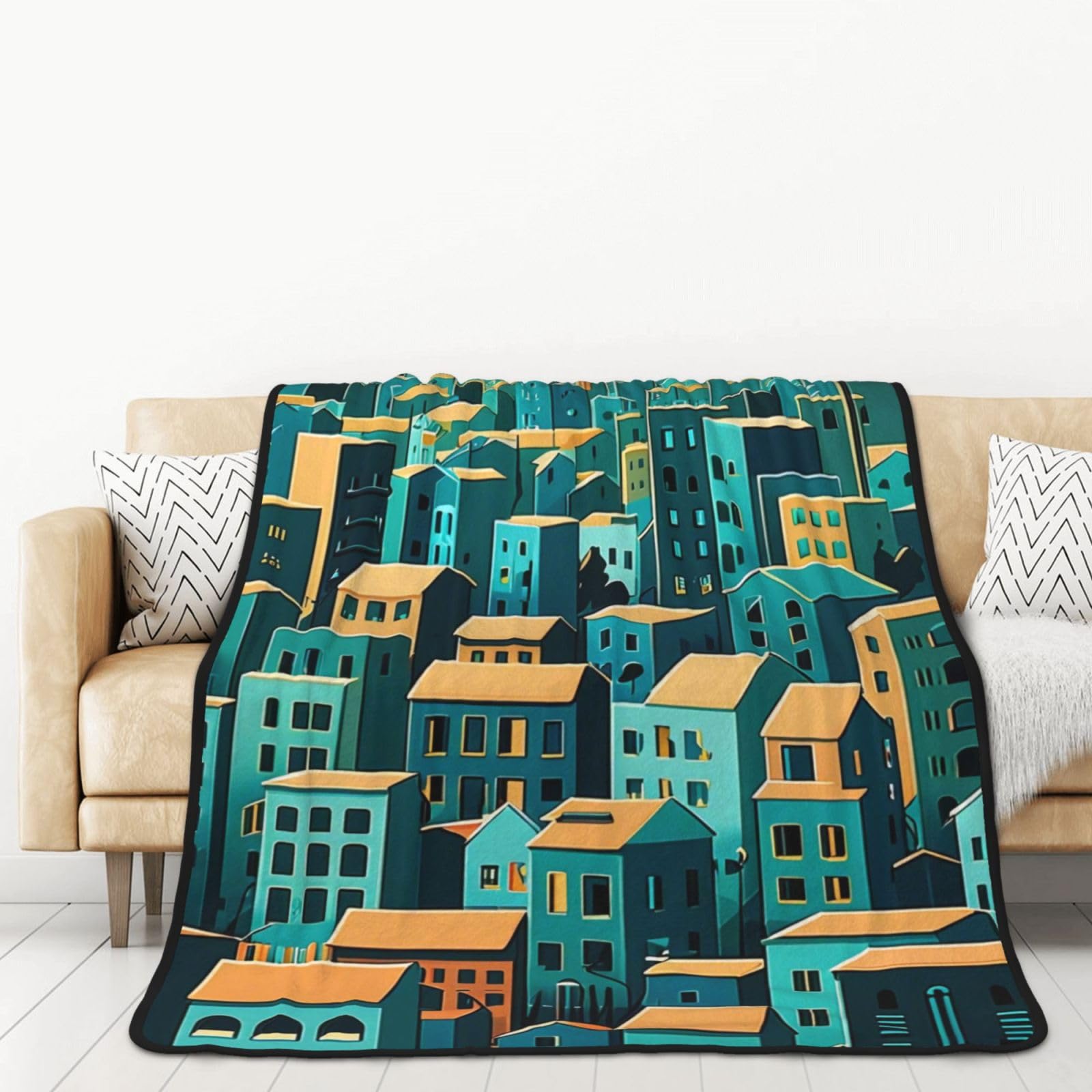 Couverture en flanelle double couche Urban Melodies pour calmer l'insomnie