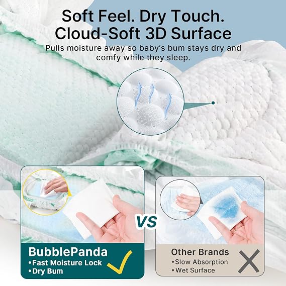 BubblePanda Overnight Diapers Baby Diaper Nighttime Protection Size 2
