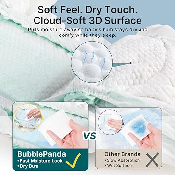 BubblePanda Overnight Diapers Baby Diaper Nighttime Protection Size 2