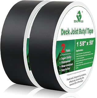BOMEI PACK Deck Joist Butyl Tape, 2 Rolls Waterproof 1-5/8" x 50’ Flashing Tape for Deck Joists and Beams