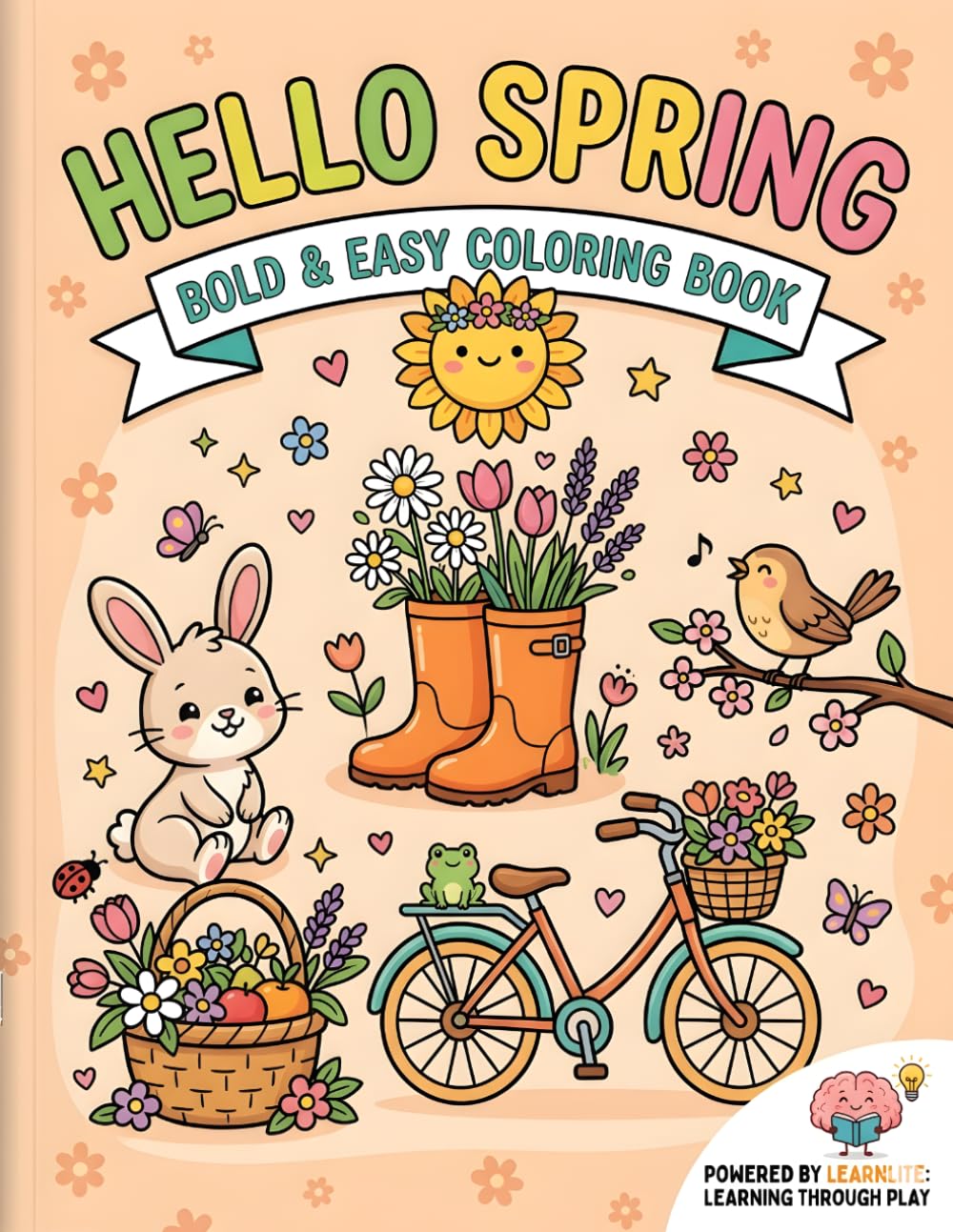 Hello Spring Coloring Book: Bold and Easy Springtime Scenes for Adults and Seniors
