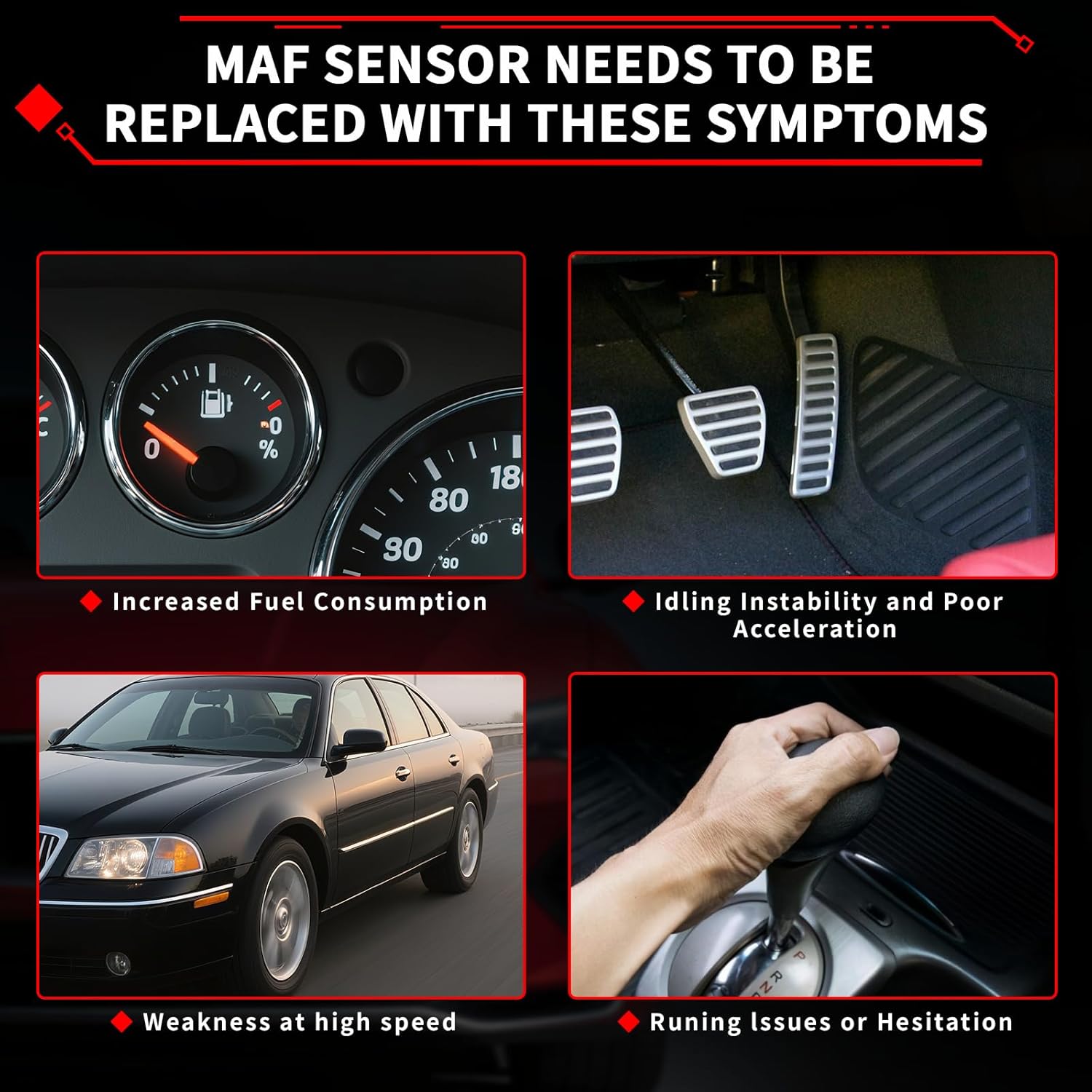 15911983 28164-3C100 Mass Air Flow Sensor MAF Sensor Replacement for Buick Chevrolet GMC Pontiac Replace 10349461
