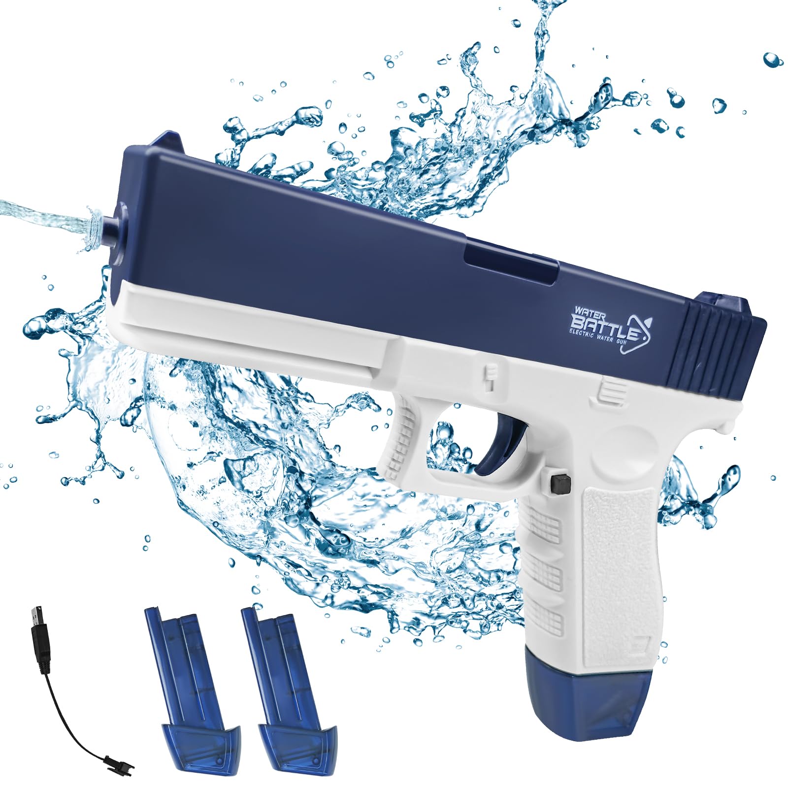 The Electric Water Gun Has a Range of 32FT, and Dual Water Storage Tanks Continuously Fire The Boys' Outdoor Party Game Entertaining Water Gun Competition (Blue Electric Water Gun 518-1)