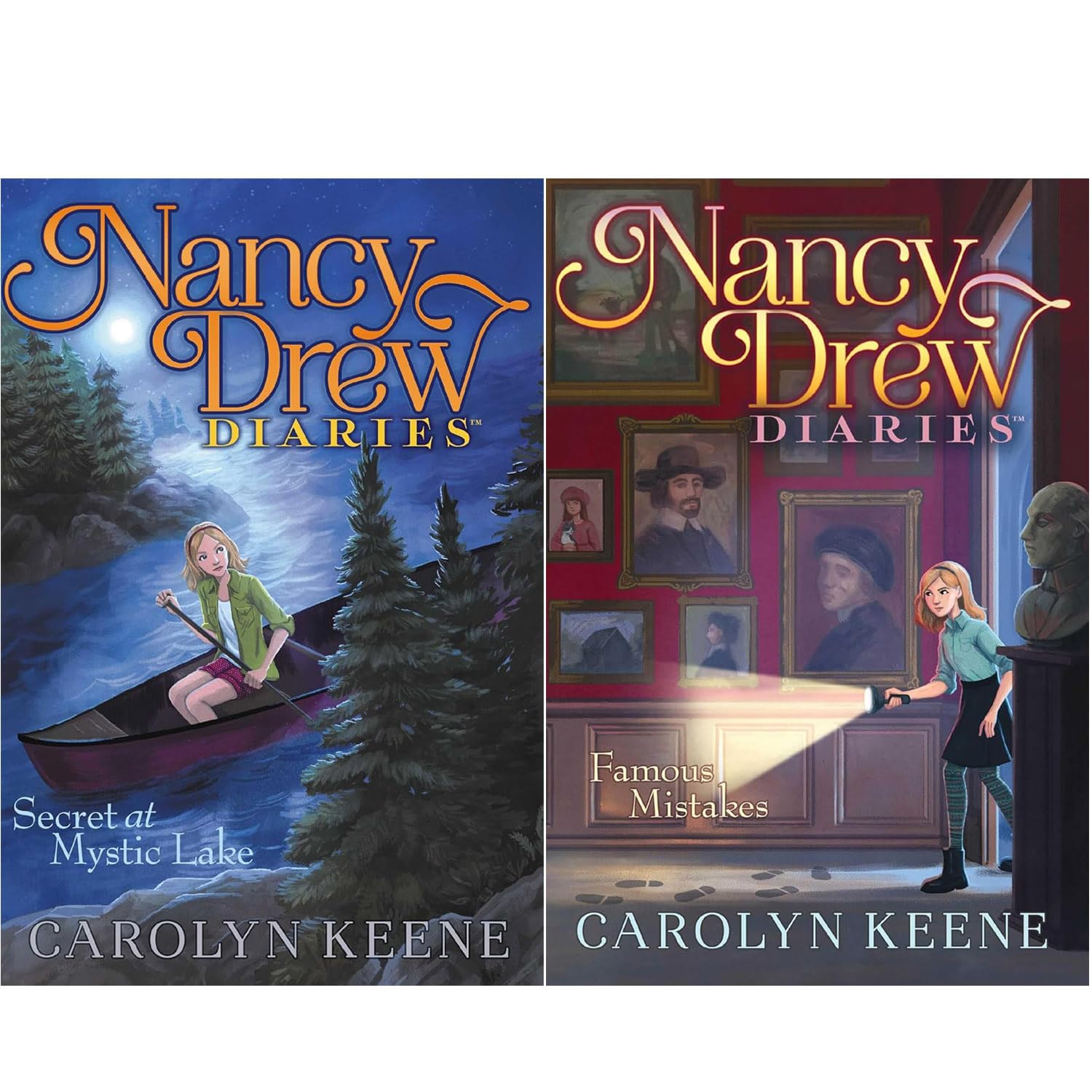 Nancy Drew Diaries 2 Book Set, Secret at Mystic Lake and Famous Mistakes, Young Adult Mystery Series by Carolyn Keene