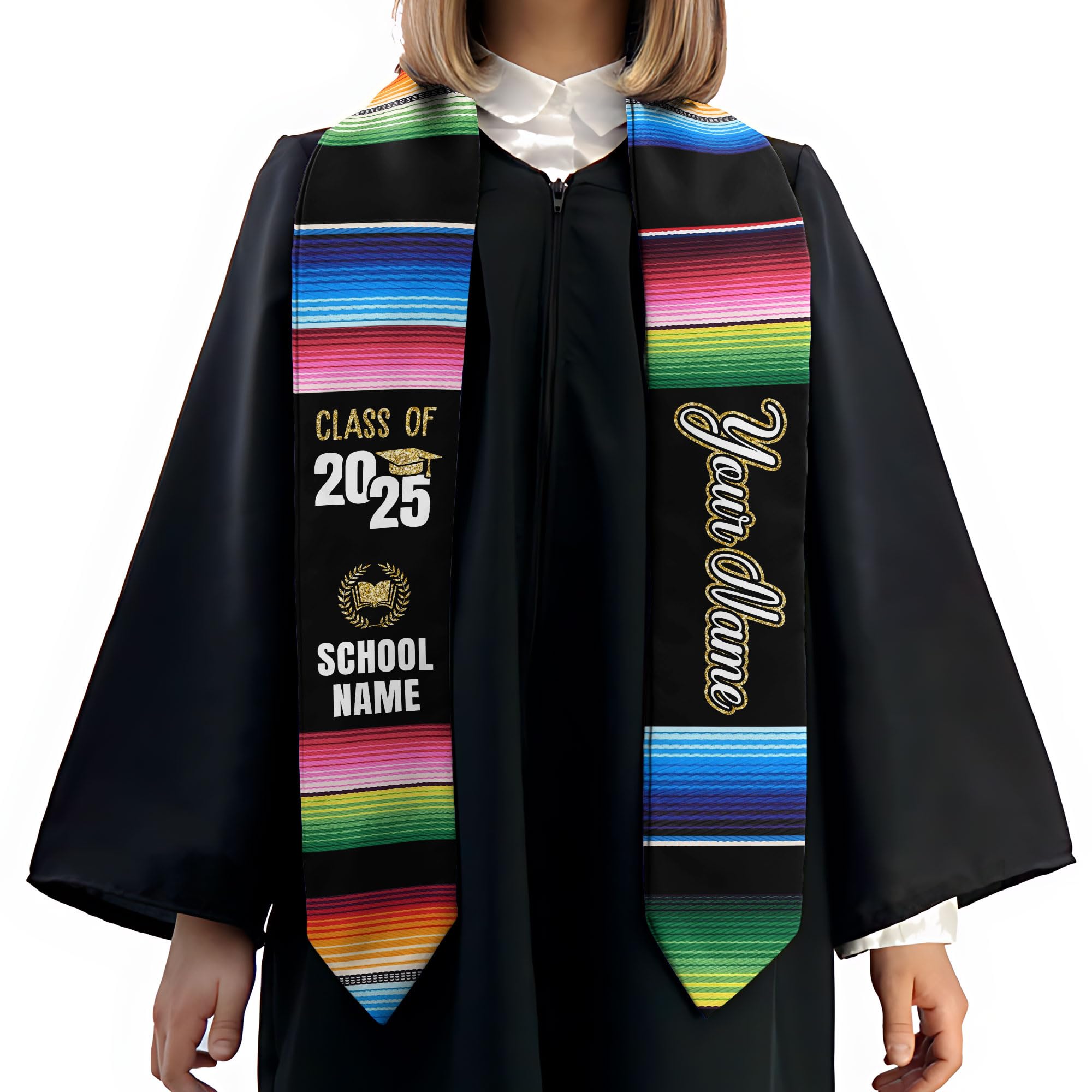 MonkeyVan Custom Mexican Graduation Sash Mexico Graduation Stole 2025 Mexican American Flag Graduation Sash Mexican Graduation M43