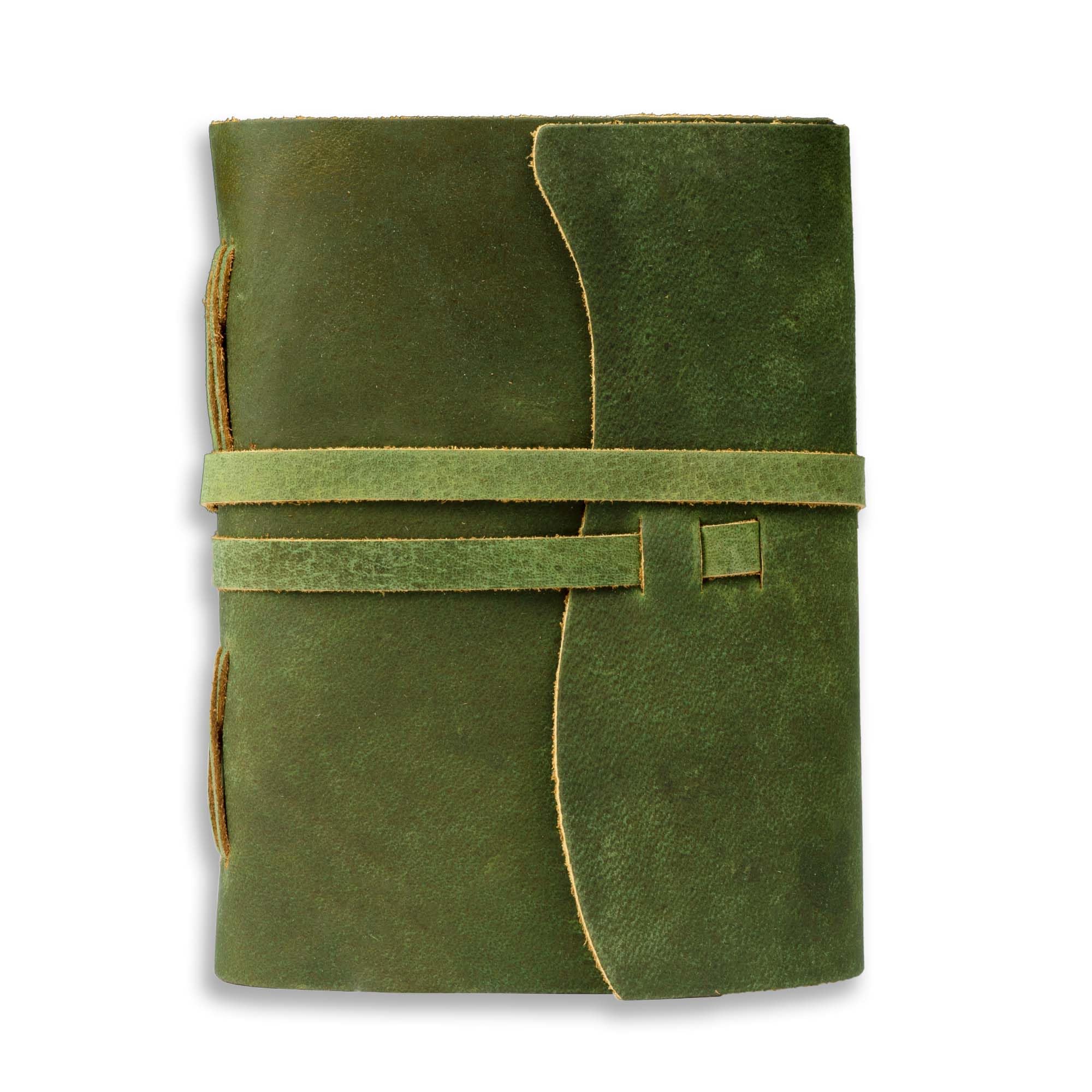 LEATHER VILLAGE Journal relié en cuir – Vert, 33 x 20 cm, 220 pages – Journal vintage vierge pour écrire, dessiner, carnet de croquis et carnet de voyage – Idéal pour homme et femme