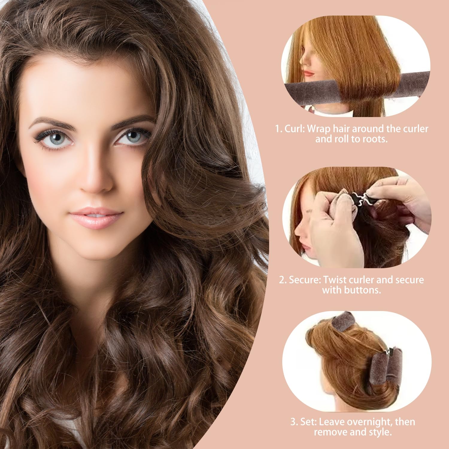 3 Pcs Heatless Curlers & Overnight Blowout Rollers for Hair, No Heat Headband Rods, Salon Waves Overnight Blowout - Image 4