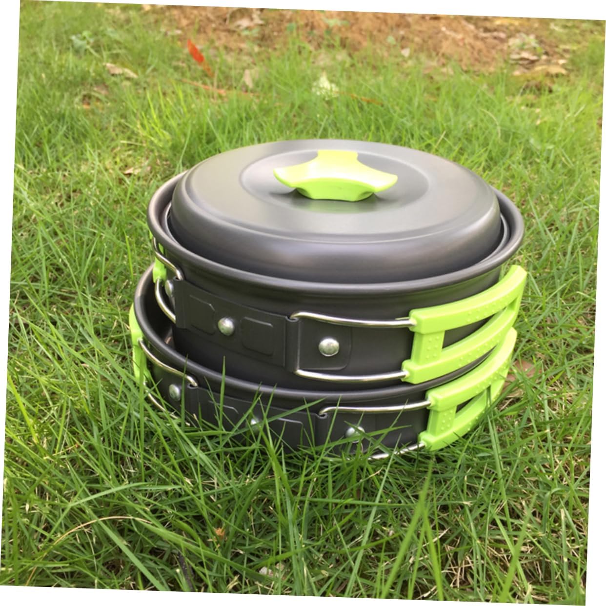 Kisangel Lightweight Camping Cookware Portable Outdoor Cooking Utensils with Insulated Handles Non Stick Design