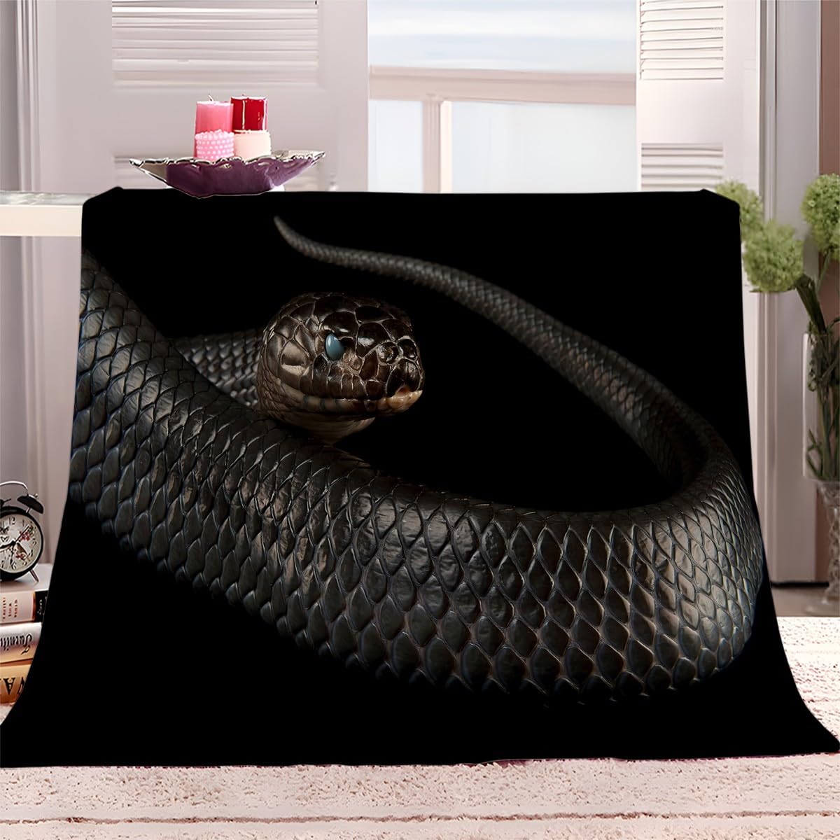 Plaid canapé polaire serpent 130x150 en microfibre douce et chaude pour lit deux personnes