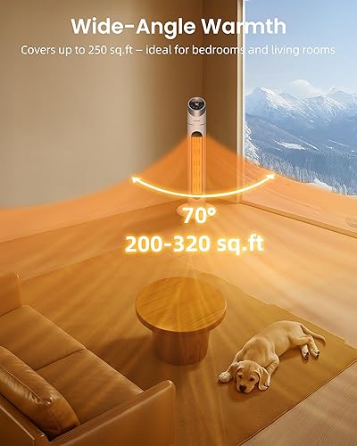 Miniatura 5 de Calentador de espacio para uso en interiores, calentador de espacio de 34 pulgadas para habitaciones grandes, calentador de torre de 1500 W con