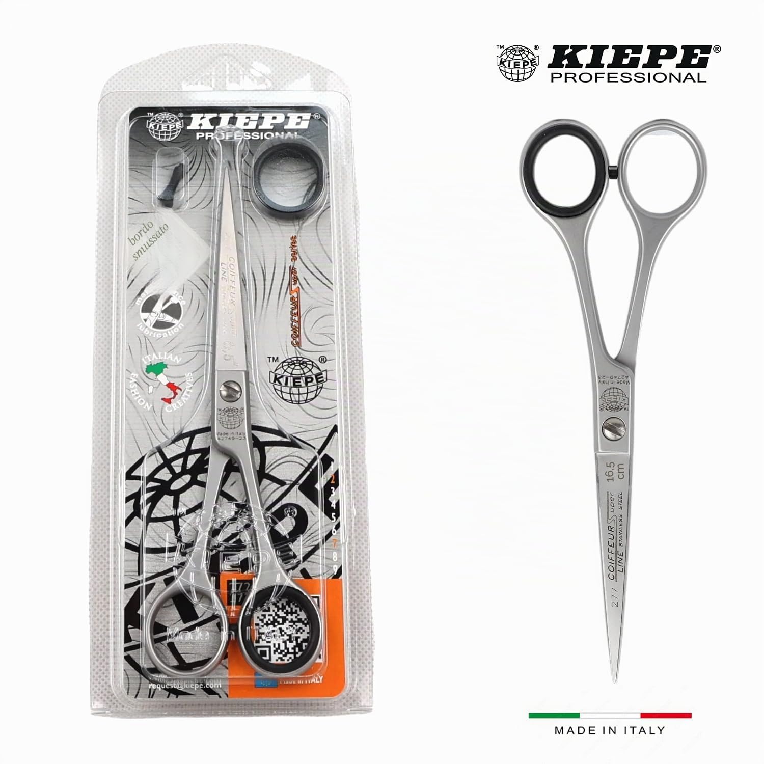 Kiepe 277 Coiffeur Super Line forbice professionale per capelli 6,5 pollici in acciaio inox per lavori rapidi e uniformi, ideale per utilizzo continuo in salone Made in Italy