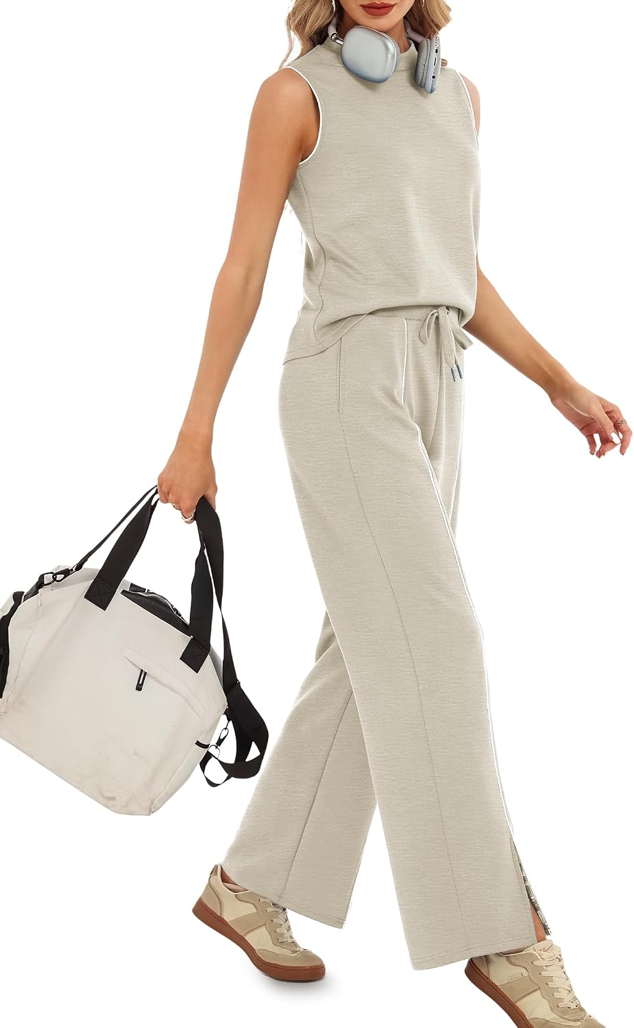 Casly Lamiit Two Piece Sets for Women Summer Outfits Sleeveless Tank Top Wide Leg Pants Matching Sets image 2