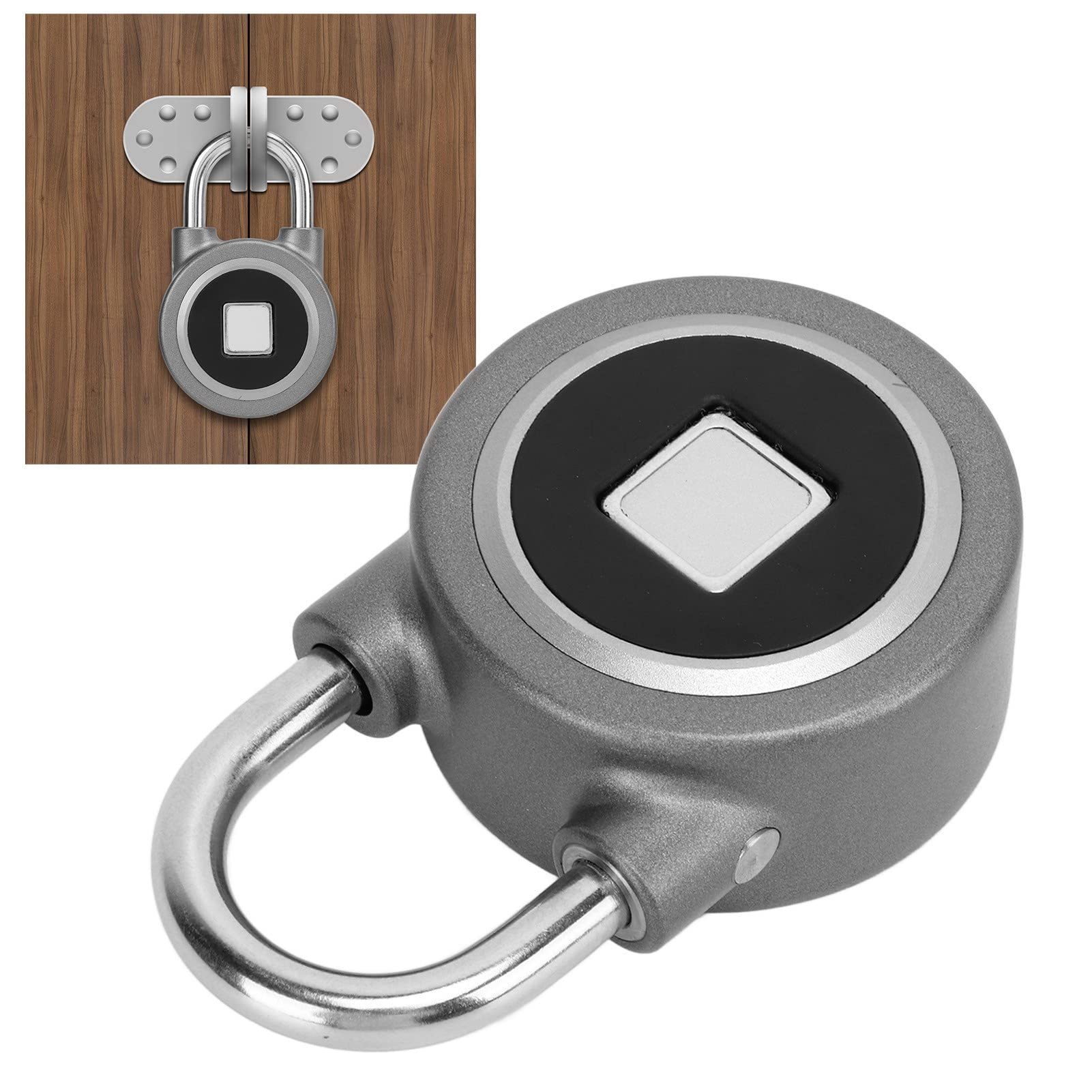 Candado de Huella Digital con Desbloqueo Remoto por Aplicación Bluetooth y Carga por USB para Cajas Fuertes de Gabinetes de Gimnasio (Gris)